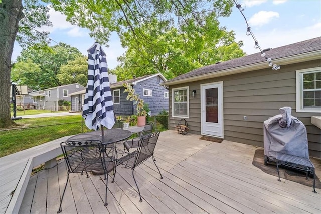 4717 W 76th St, Prairie Village, KS 66208 - wooden terrace featuring outdoor dining space