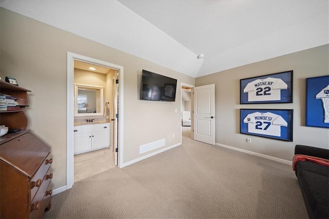 9158 W 178th Ter, Overland Park, KS 66013 - living area featuring carpet and lofted ceiling