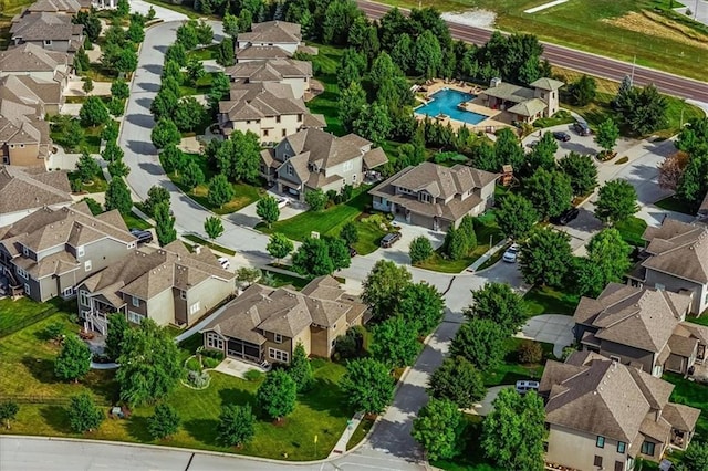9158 W 178th Ter, Overland Park, KS 66013 - aerial perspective of suburban area with a pool