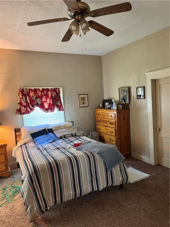 406 S 2nd St, Odessa, MO 64076 - carpeted bedroom with ceiling fan