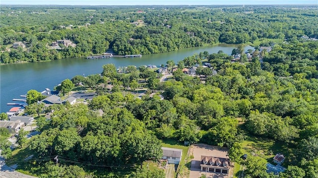48 M St, Lake Lotawana, MO 64086 - aerial overview of property's location featuring a forest and a large body of water