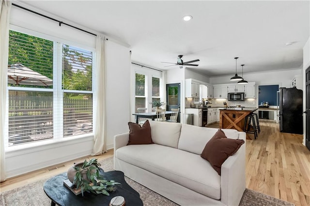 11245 S Penrose St, Olathe, KS 66061 - living room with a ceiling fan and light wood-type flooring