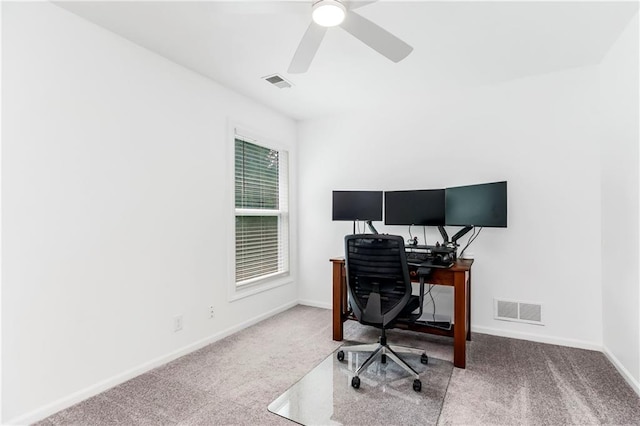 11245 S Penrose St, Olathe, KS 66061 - carpeted home office with baseboards and ceiling fan