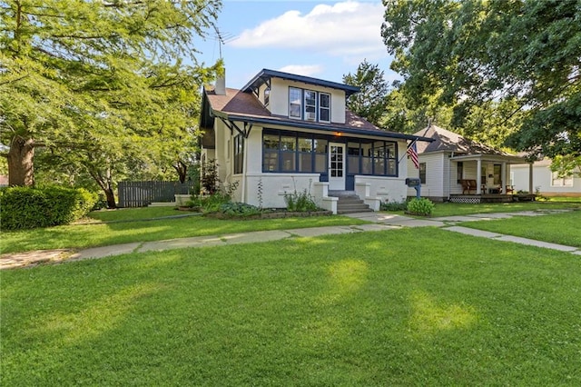 309 E Miami St, Paola, KS 66071 - view of front facade with stucco siding and a chimney
