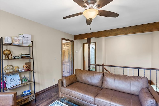1124 S Locust St, Ottawa, KS 66067 - living room with wood finished floors and ceiling fan