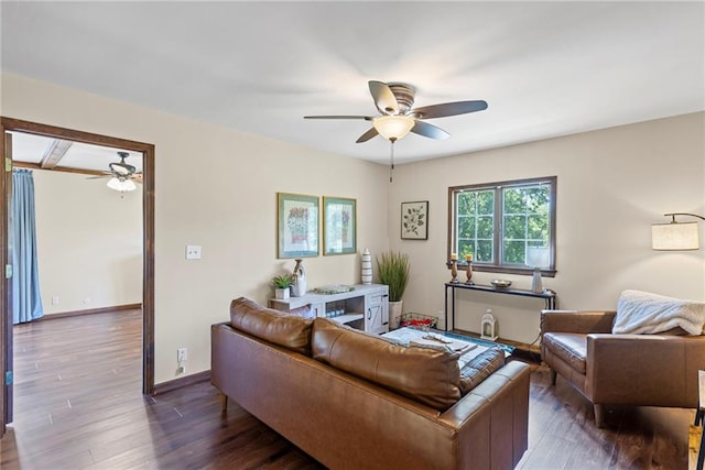 1124 S Locust St, Ottawa, KS 66067 - living area with ceiling fan and wood finished floors