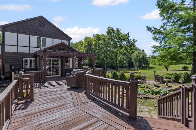 1124 S Locust St, Ottawa, KS 66067 - wooden terrace featuring a pergola