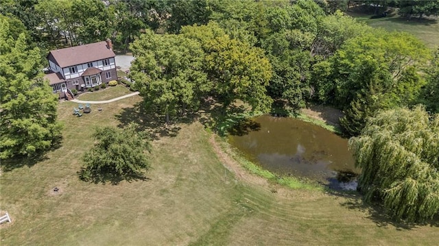 1124 S Locust St, Ottawa, KS 66067 - view from above of property featuring a large body of water and a heavily wooded area