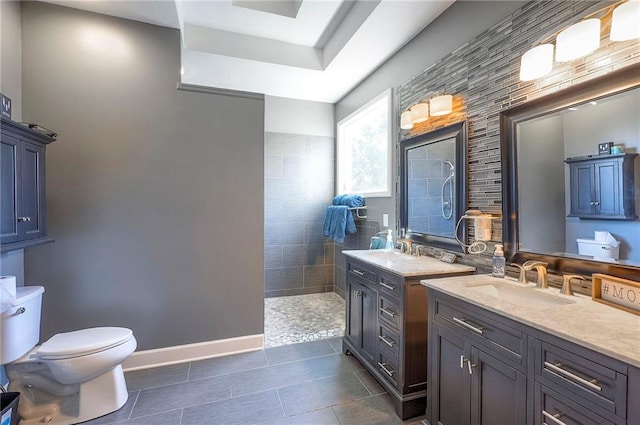 3945 N 123rd Ter, Kansas City, KS 66109 - full bath with a walk in shower, two vanities, and tile patterned flooring