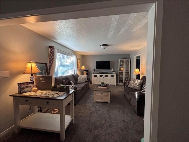 3335 N 54th St, Kansas City, KS 66104 - living area with dark colored carpet and a textured ceiling