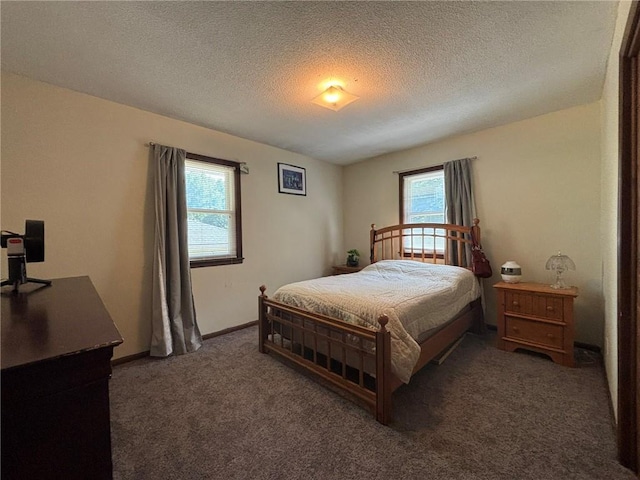2425 Elephant Trl, Saint Joseph, MO 64506 - bedroom featuring multiple windows, a textured ceiling, carpet floors, and a desk