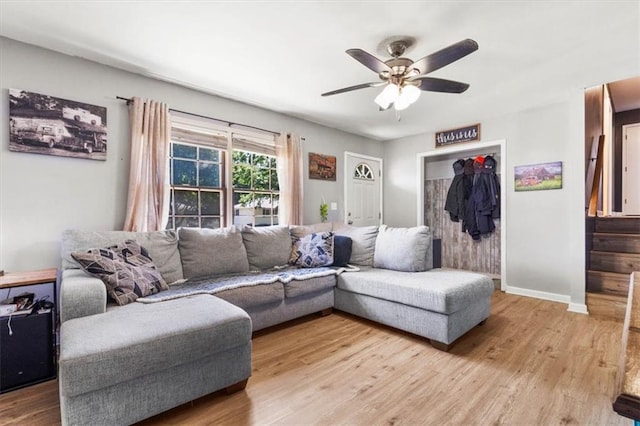 800 S Park Ave, Oak Grove, MO 64075 - living room with light wood-style flooring and ceiling fan
