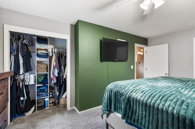 800 S Park Ave, Oak Grove, MO 64075 - bedroom with a closet, carpet, and ceiling fan