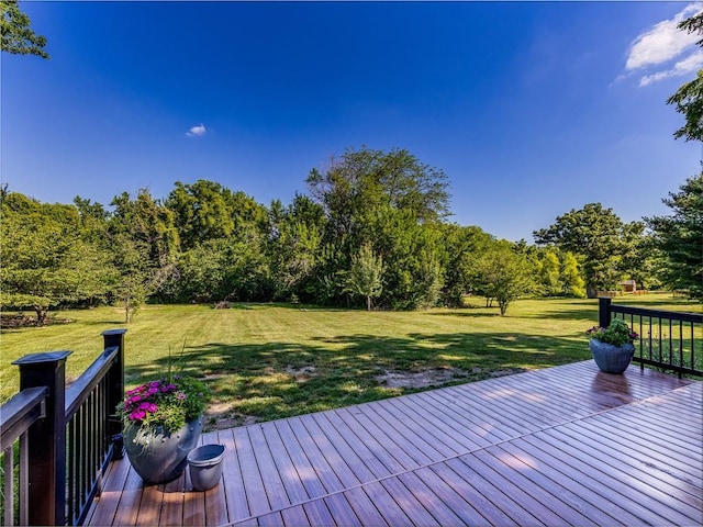 28804 E 116th St, Lees Summit, MO 64086 - wooden deck featuring a lawn
