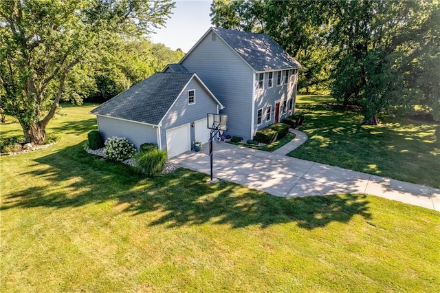28804 E 116th St, Lees Summit, MO 64086 - view of property exterior featuring a yard, concrete driveway, and a shingled roof