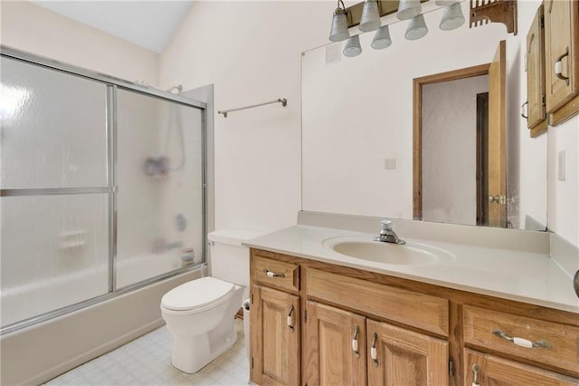2431 S Ponca Ave, Independence, MO 64057 - full bathroom with vanity, enclosed tub / shower combo, and tile patterned floors