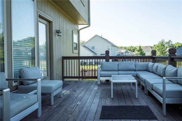 3132 SW Damon Ln, Lees Summit, MO 64082 - wooden terrace featuring outdoor lounge area and a residential view