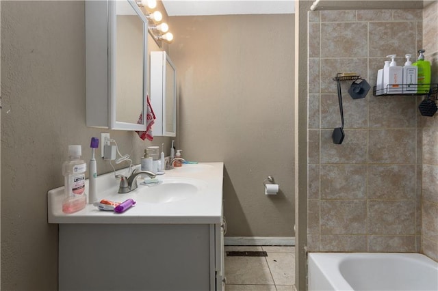 2712 S 52nd St, Kansas City, KS 66106 - bathroom featuring vanity, tile patterned floors, and shower / bathtub combination