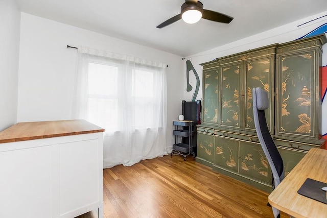 7101 Harrison St, Kansas City, MO 64131 - office area featuring ceiling fan and wood finished floors