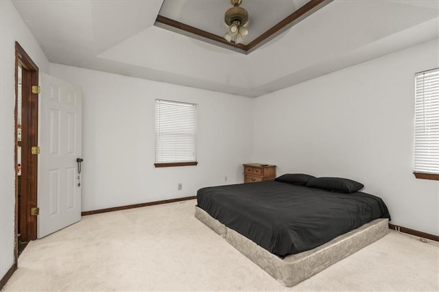 1916 NE Patterson Dr, Lees Summit, MO 64086 - bedroom featuring a tray ceiling, carpet flooring, and multiple windows