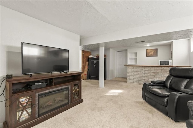 1916 NE Patterson Dr, Lees Summit, MO 64086 - living room with a textured ceiling and carpet floors