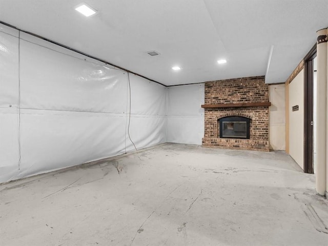 1490 216th St, Lathrop, MO 64465 - unfurnished living room with a fireplace and recessed lighting