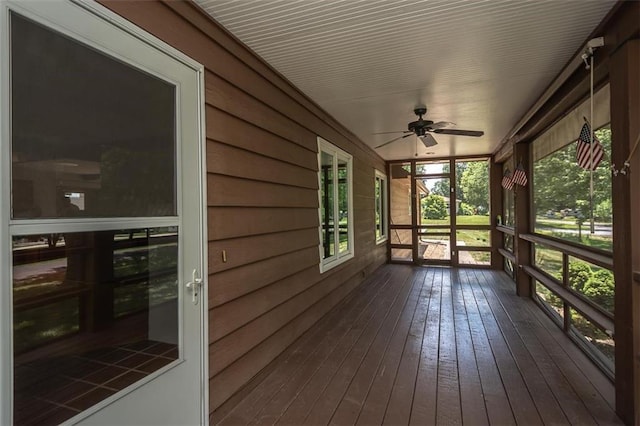 918 King St, Baldwin City, KS 66006 - unfurnished sunroom featuring ceiling fan and plenty of natural light