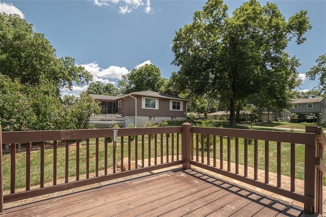 918 King St, Baldwin City, KS 66006 - wooden terrace with a residential view and a lawn