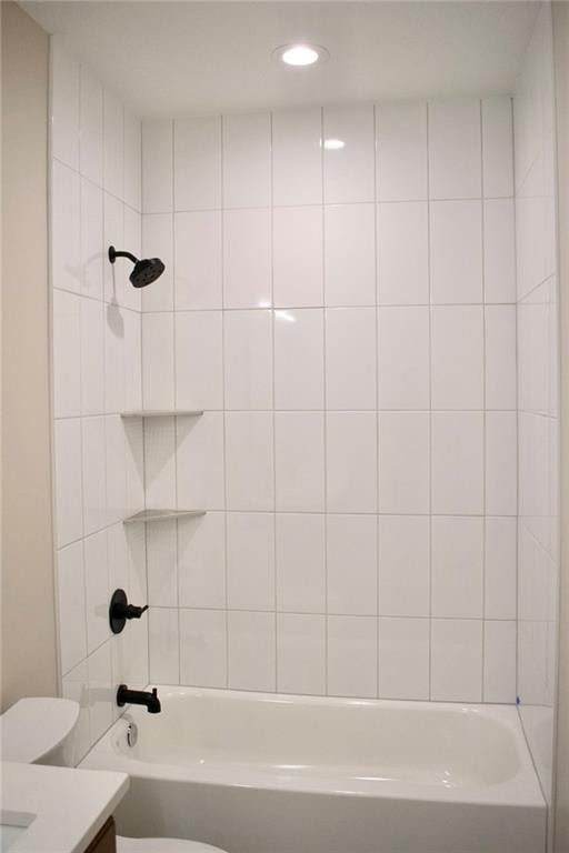 12820 N Arbor Way, Platte City, MO 64079 - bathroom featuring vanity, shower / bathtub combination, and recessed lighting