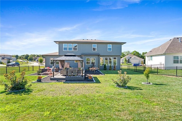 2768 SW 12th Ter, Lees Summit, MO 64081 - back of house featuring a gazebo, a patio area, a fenced backyard, and outdoor lounge area