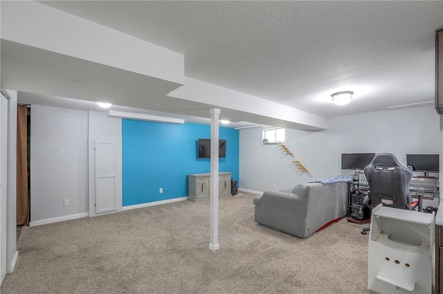 1921 SW 4th St, Lees Summit, MO 64081 - carpeted living area featuring a textured ceiling and baseboards