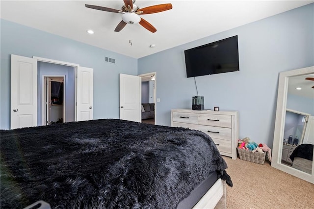 21904 Crystal Ave, Peculiar, MO 64078 - bedroom featuring a ceiling fan and light carpet