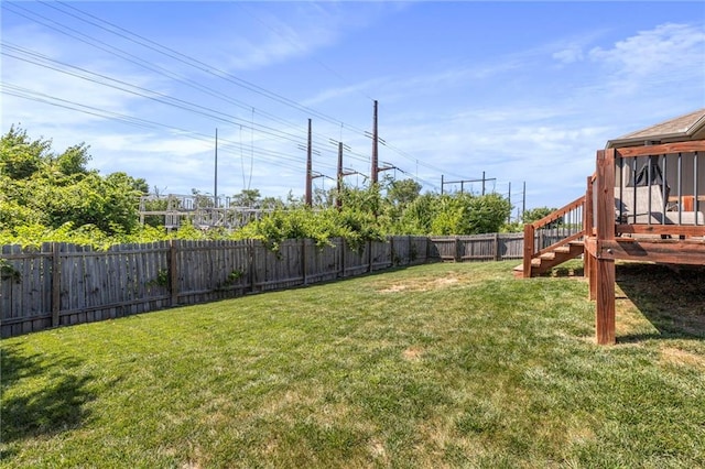 21904 Crystal Ave, Peculiar, MO 64078 - fenced backyard with stairway and a wooden deck