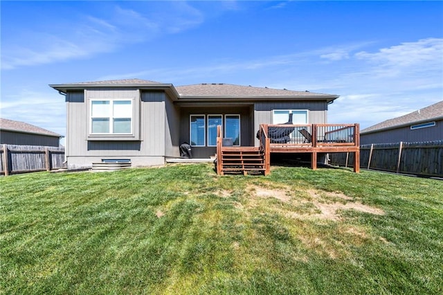 21904 Crystal Ave, Peculiar, MO 64078 - rear view of property featuring a wooden deck and a fenced backyard