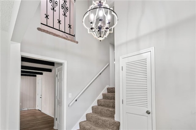 16620 E 36th St, Independence, MO 64055 - stairs with a chandelier and wood finished floors