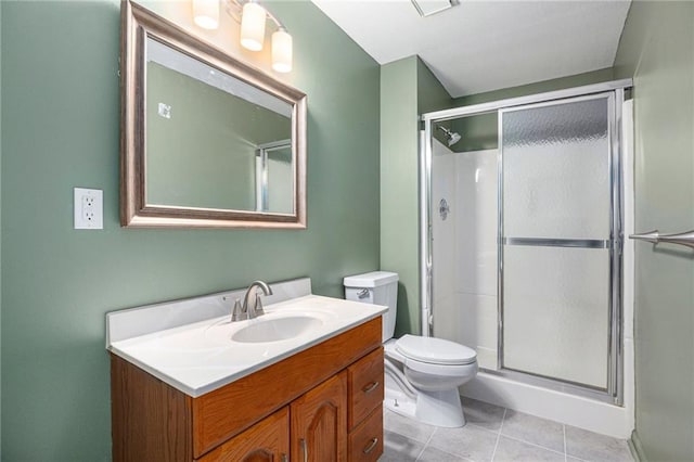 4140 W 131st Ter, Leawood, KS 66209 - full bathroom with vanity, a shower stall, and tile patterned floors