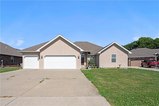 21506 Murlo Cir, Peculiar, MO 64078 - single story home with driveway, stucco siding, a front lawn, and an attached garage
