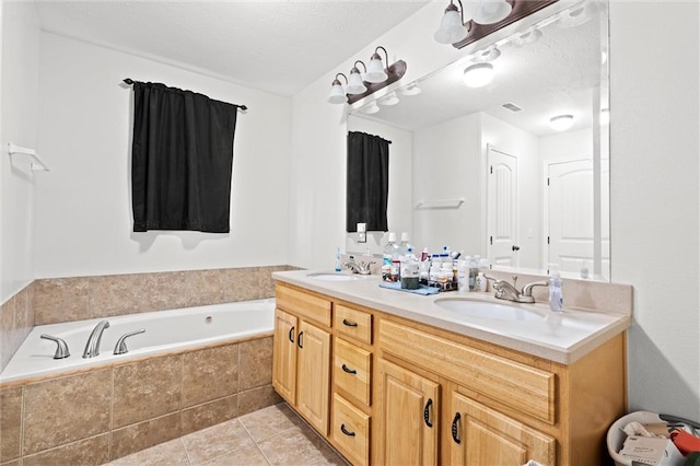 21506 Murlo Cir, Peculiar, MO 64078 - bathroom featuring double vanity, tile patterned floors, and a garden tub