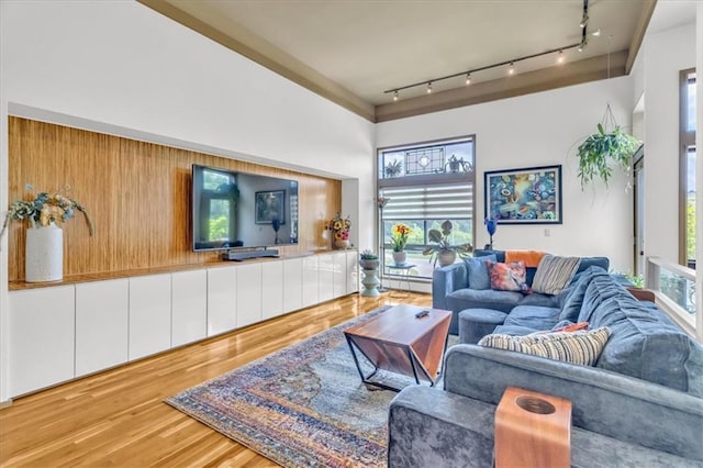 2400 Forest Ave, Kansas City, MO 64108 - living area with wood finished floors and rail lighting
