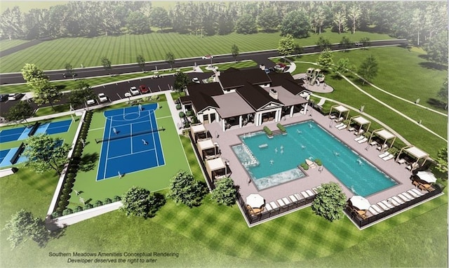 18608 Mohawk Ln, Overland Park, KS 66085 - overview of rural landscape featuring a pool area and rows of crops