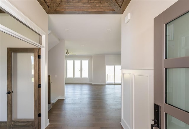 3361 W 187th St, Overland Park, KS 66085 - corridor with wood finished floors and a wainscoted wall