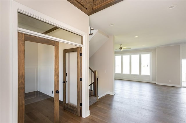 3361 W 187th St, Overland Park, KS 66085 - corridor featuring stairs, dark wood-style floors, and recessed lighting