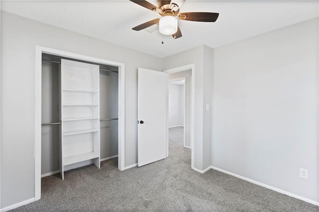 1313 S Clark Ave, Independence, MO 64057 - unfurnished bedroom with carpet floors, a closet, and ceiling fan