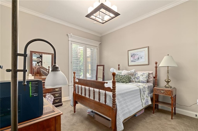 3116 W 137th St, Leawood, KS 66224 - bedroom with light colored carpet and crown molding