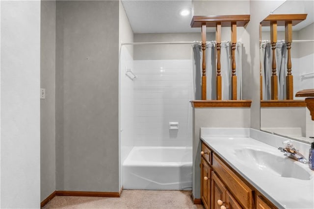 2117 Parker Ct, Blue Springs, MO 64015 - bathroom with vanity and shower / bath combo with shower curtain