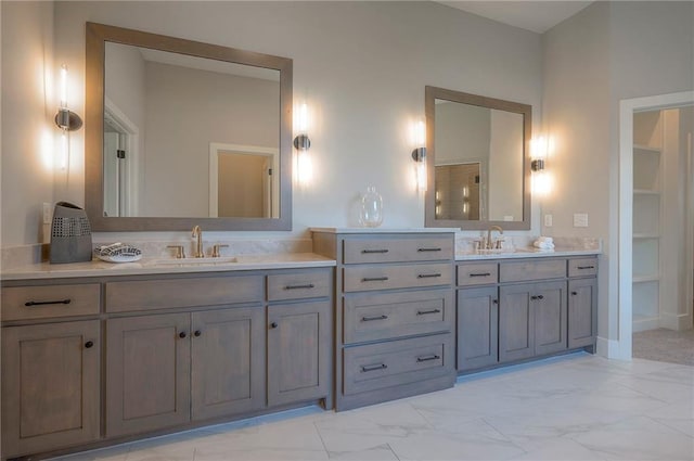 6753 Longview St, Shawnee, KS 66218 - bathroom featuring vanity and marble look tile flooring