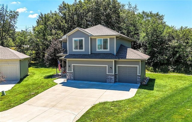 1016 SE Forest Ridge Ct, Blue Springs, MO 64014 - view of front of property featuring concrete driveway, a front lawn, a shingled roof, and an attached garage