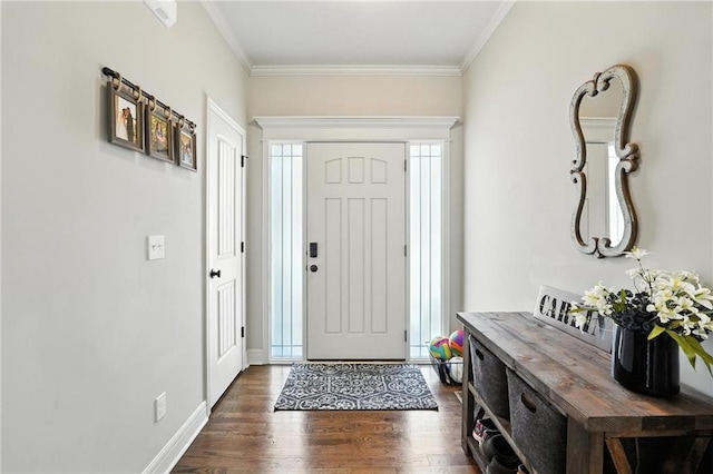 1016 SE Forest Ridge Ct, Blue Springs, MO 64014 - entrance foyer with dark wood-style flooring and crown molding