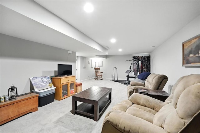 1016 SE Forest Ridge Ct, Blue Springs, MO 64014 - living area featuring light colored carpet and recessed lighting