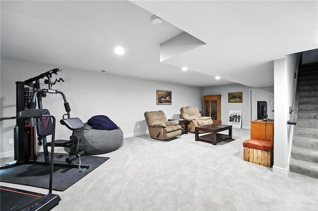 1016 SE Forest Ridge Ct, Blue Springs, MO 64014 - exercise area with carpet flooring and recessed lighting